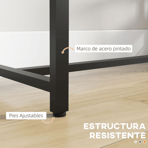 HOMCOM Mesa Alta de Cozinha com 3 Prateleiras Mesa de Bar Retangular para 2 Pessoas Pés de Aço para Sala Sala de Jantar 120x40x105 cm Castanho e Preto