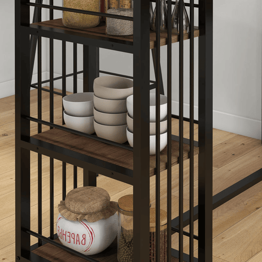 HOMCOM Mesa Alta de Cozinha com 3 Prateleiras Mesa de Bar Retangular para 2 Pessoas Pés de Aço para Sala Sala de Jantar 120x40x105 cm Castanho e Preto
