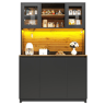 Aparador de cozinha + 115 × 40 × 174,7 cm - Com portas de correr e LED - Preto