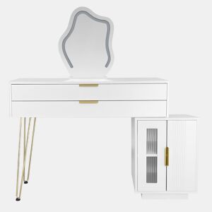 Tocador LED 100x40x78 cm - Design moderno extensível para quarto - Branco