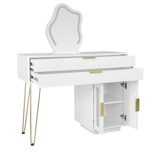 Tocador LED 100x40x78 cm - Design moderno extensível para quarto - Branco