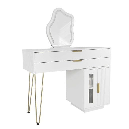 Tocador LED 100x40x78 cm - Design moderno extensível para quarto - Branco