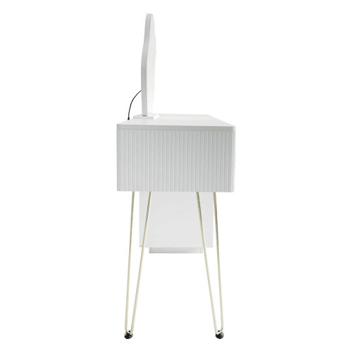 Tocador LED 100x40x78 cm - Design moderno extensível para quarto - Branco