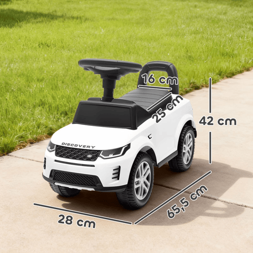 AIYAPLAY Carro Andador Infantil com Licença de Land Rover Carro Andador para Crianças de 18-36 Meses com Armazenamento Volante Buzina Sons de Motor 65,5x28x42 cm Branco