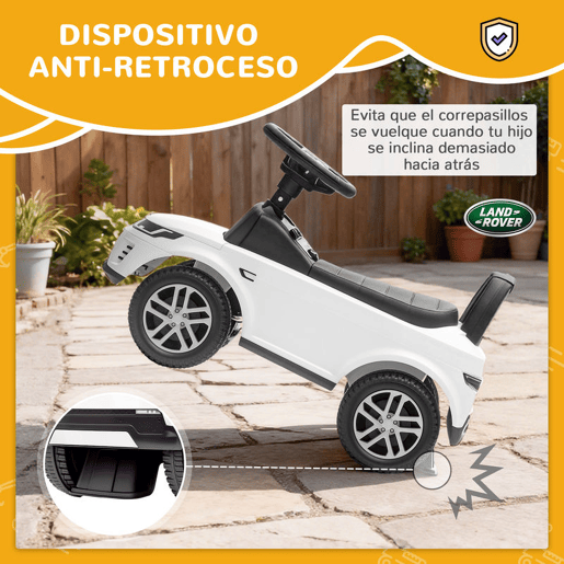 AIYAPLAY Carro Andador Infantil com Licença de Land Rover Carro Andador para Crianças de 18-36 Meses com Armazenamento Volante Buzina Sons de Motor 65,5x28x42 cm Branco