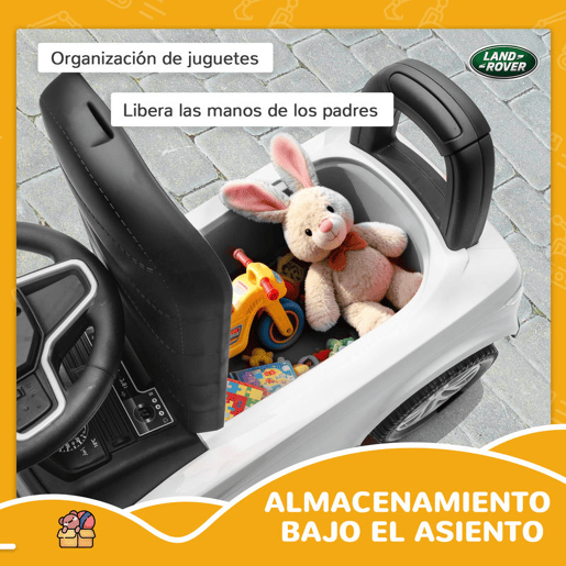 AIYAPLAY Carro Andador Infantil com Licença de Land Rover Carro Andador para Crianças de 18-36 Meses com Armazenamento Volante Buzina Sons de Motor 65,5x28x42 cm Branco