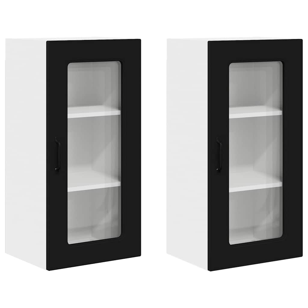 Armario de cocina de pared - Mueble cocina con estante 2 pcs 40 Negro