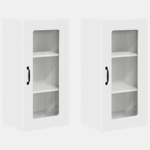 Lote de 2 Armários de cozinha suspendidos - Cozinha modular Colgantes Branco 40 x 31 x 80 cm