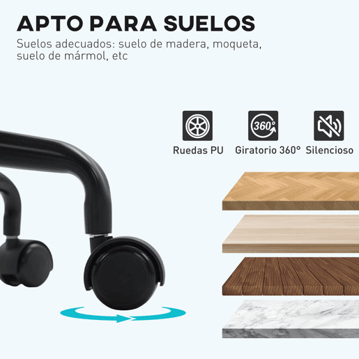 HOMCOM Cadeira de Escritório sem Apoios de Braço, Giratória, Revestida em Couro Sintético, com Encosto Curvado, Assento em Forma de U, Altura Regulável, Basculante, Cadeira de Maquilhagem, Branco