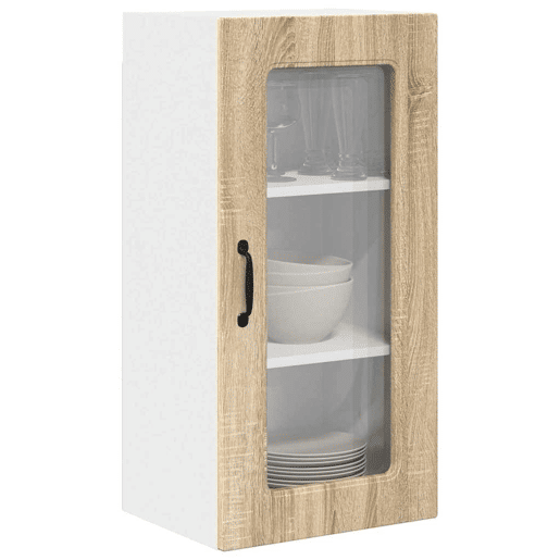 Lote de 2 Armários de cozinha suspendidos - Cozinha modular Colgantes com porta Carvalho Sonoma