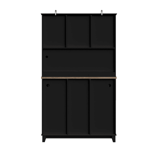 Aparador 106 x 40 x 179,5 cm - Vitrina com prateleiras ajustáveis e LED - Preto