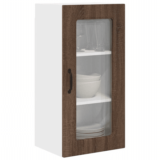 Lote de 2 Armários de cozinha suspendidos - Cozinha modular Colgantes com porta Carvalho Marrom