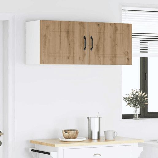 Lote de 2 Armários de cozinha suspendidos - Cozinha modular Colgantes com porta Carvalho Artesanal