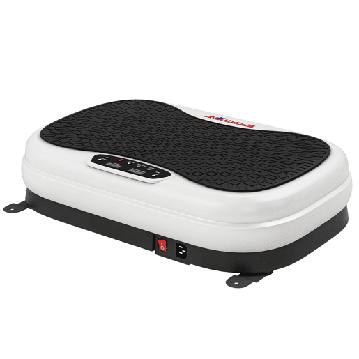 SPORTNOW Plataforma Vibratória 50 Velocidades 3 Programas Plataforma de Vibração Muscular com Ecrã LED com Controlo Remoto Bandas Elásticas para Treino Corporal Completo 52x34x14 cm Preto e Branco
