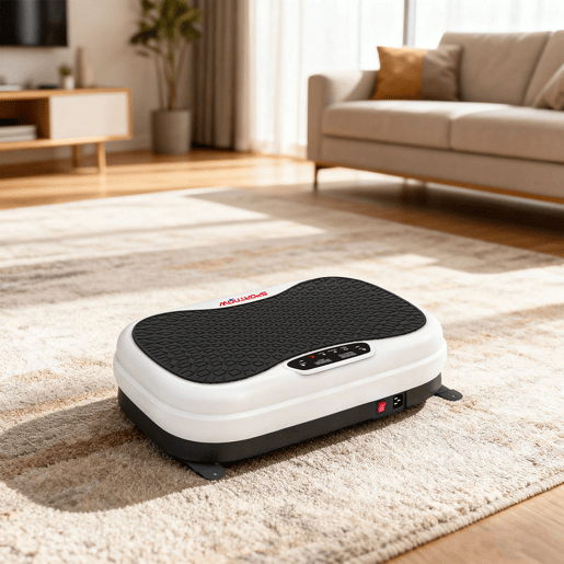 SPORTNOW Plataforma Vibratória 50 Velocidades 3 Programas Plataforma de Vibração Muscular com Ecrã LED com Controlo Remoto Bandas Elásticas para Treino Corporal Completo 52x34x14 cm Preto e Branco