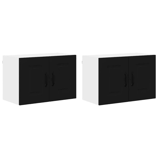 Lote de 2 Armários de cozinha suspendidos - Cozinha modular Colgantes Preto 60 x 31 x 40 cm