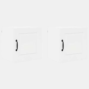 Lote de 2 Armários de cozinha suspendidos - Cozinha modular Colgantes com porta Branco Brilhante
