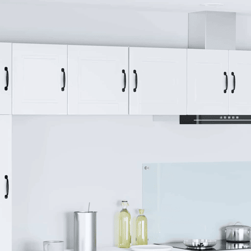 Lote de 2 Armários de cozinha suspendidos - Cozinha modular Colgantes com porta Branco Brilhante