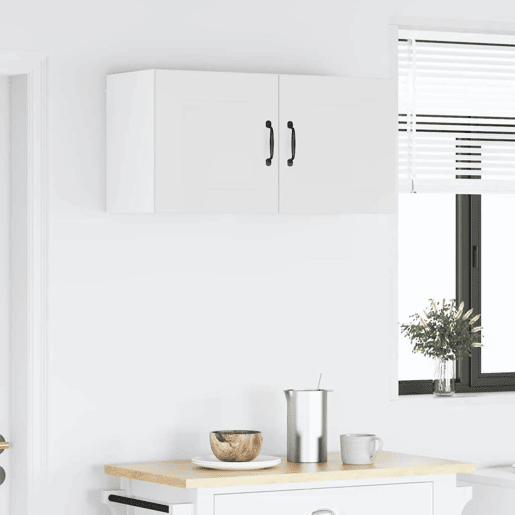 Lote de 2 Armários de cozinha suspendidos - Cozinha modular Colgantes com porta Branco Brilhante