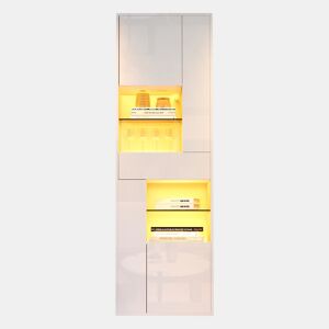 Vitrine de venda + 55x38x170 cm - 1 gaveta, 4 portas, LED, alto brilho - Branco