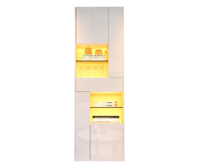 Vitrina de venta + 55x38x170 cm - 1 cajón, 4 puertas, led, alto brillo - blanco