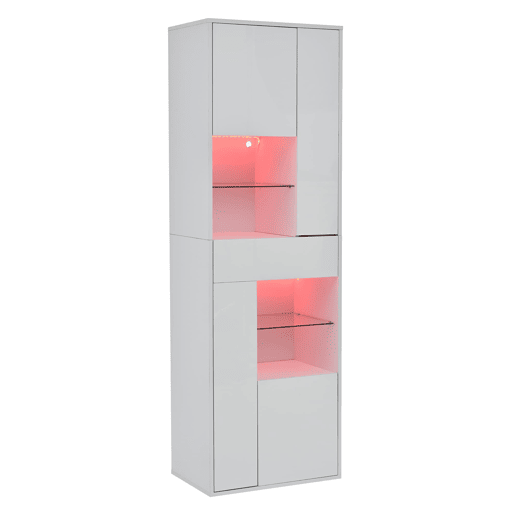 Vitrine de venda + 55x38x170 cm - 1 gaveta, 4 portas, LED, alto brilho - Branco