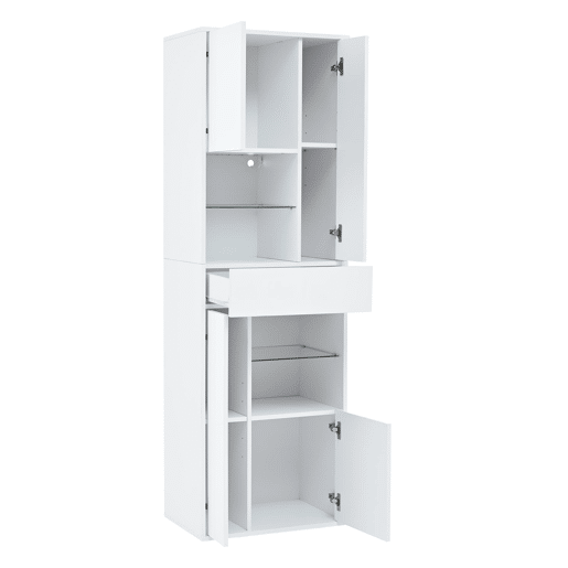 Vitrine de venda + 55x38x170 cm - 1 gaveta, 4 portas, LED, alto brilho - Branco