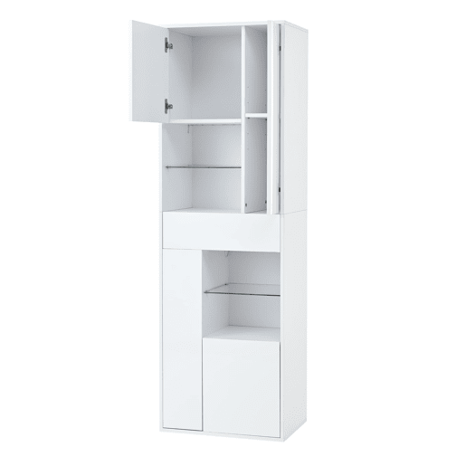 Vitrine de venda + 55x38x170 cm - 1 gaveta, 4 portas, LED, alto brilho - Branco