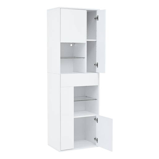 Vitrine de venda + 55x38x170 cm - 1 gaveta, 4 portas, LED, alto brilho - Branco
