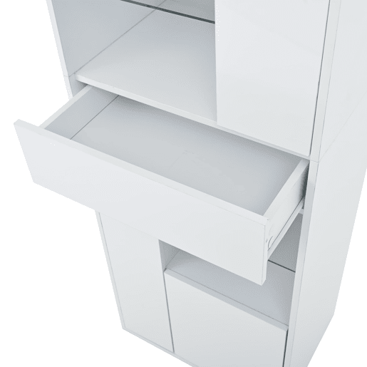 Vitrine de venda + 55x38x170 cm - 1 gaveta, 4 portas, LED, alto brilho - Branco