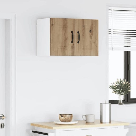 Lote de 2 Armários de cozinha suspendidos - Cozinha modular Colgantes com porta Carvalho Artesanal