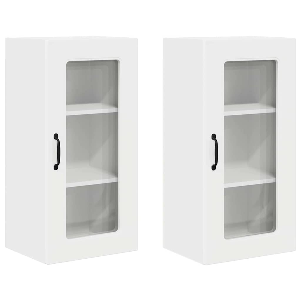 Armario de cocina de pared - Mueble cocina con estante 2 pcs 40 Blanco Brillo