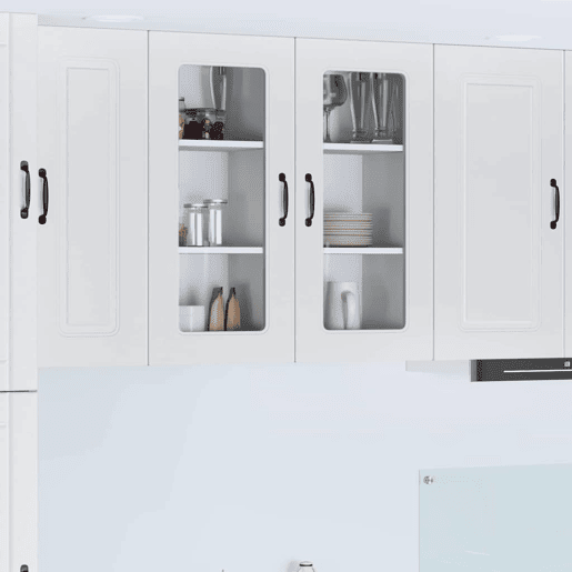Lote de 2 Armários de cozinha suspendidos - Cozinha modular Colgantes com porta Branco Brilhante