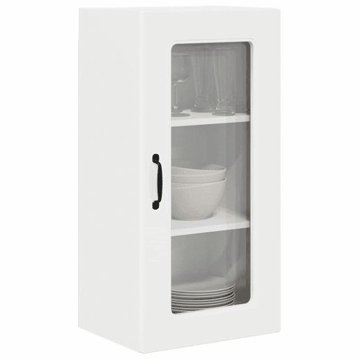 Lote de 2 Armários de cozinha suspendidos - Cozinha modular Colgantes com porta Branco Brilhante