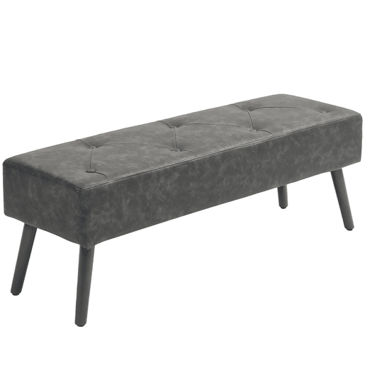 HOMCOM Banco de Pé de Cama Multifuncional Banco Pé de Cama Clássico Banco Dormitório com Pés de Madeira e Assento Acolchoado Carga 120 kg para Entrada Corredor 114x38x42 cm Cinza