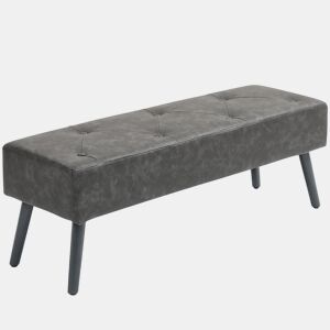 HOMCOM Banco de Pé de Cama Multifuncional Banco Pé de Cama Clássico Banco Dormitório com Pés de Madeira e Assento Acolchoado Carga 120 kg para Entrada Corredor 114x38x42 cm Cinza