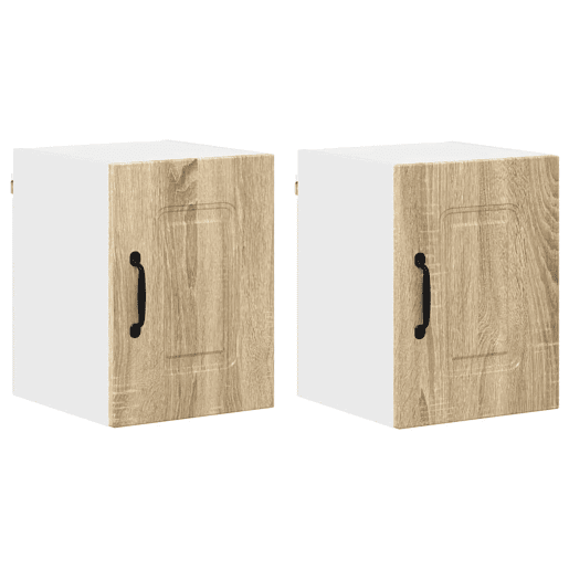 Lote de 2 Armários de cozinha suspendidos - Cozinha modular Colgantes com porta Carvalho Sonoma