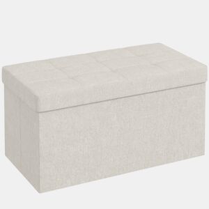HOMCOM Banco com Armazenamento 84 L Banco de Arrumação Dobrável 76x38x38 cm Estofado em Linho Sintético Baú de Arrumação Capacidade 120 kg Banco para Sala de Estar Quarto Entrada Creme