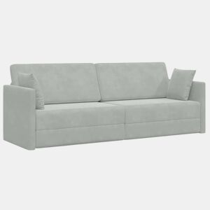 Sofá-cama de chão Cinzento-claro 213 x 70 x 77 cm Veludo