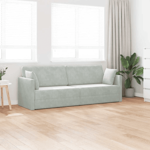 Sofá-cama de chão Cinzento-claro 213 x 70 x 77 cm Veludo