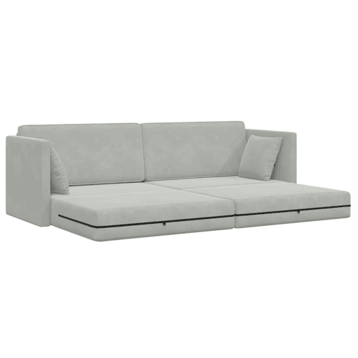 Sofá-cama de chão Cinzento-claro 213 x 70 x 77 cm Veludo