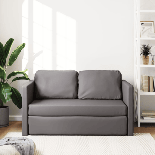 Sofá-cama, Sofá conversível sem pés 112x174x55 cm couro artificial cinzento