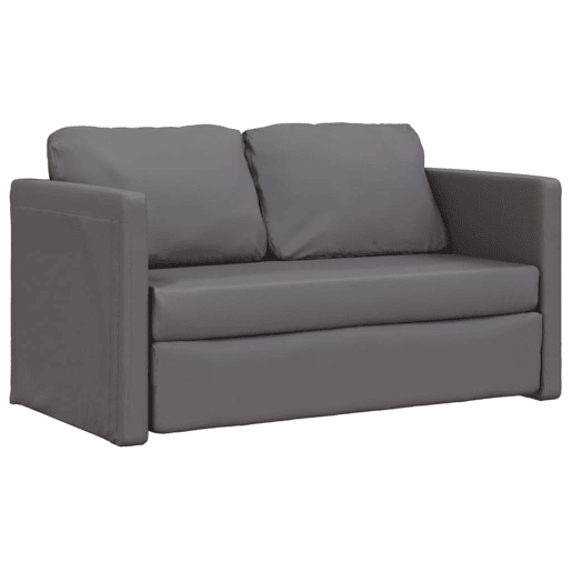 Sofá-cama, Sofá conversível sem pés 112x174x55 cm couro artificial cinzento