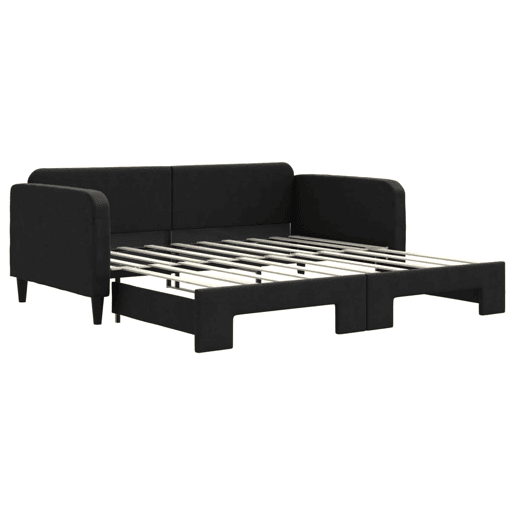 Sofá-cama, Sofá conversível com gavetão 90x190 cm tecido preto