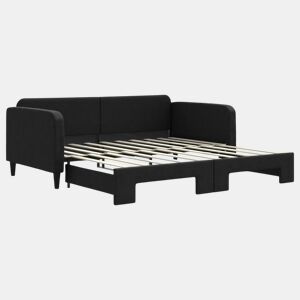 Sofá-cama, Sofá conversível com gavetão 90x190 cm tecido preto