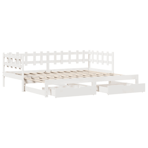 Sofá-cama, Sofá conversível com gavetão e gavetas sem colchão 90x200 cm branco