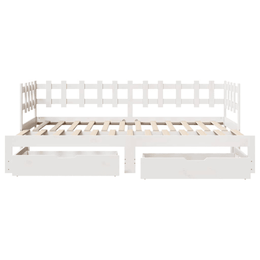 Sofá-cama, Sofá conversível com gavetão e gavetas sem colchão 90x200 cm branco