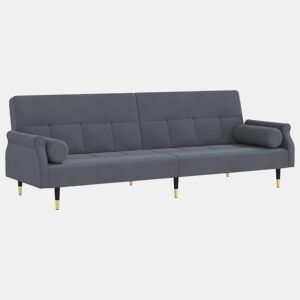 Sofá-cama, Sofá conversível com almofadões veludo cinzento-escuro