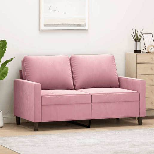Sofá de 2 lugares - Sofá fixo veludo 120 cm rosa