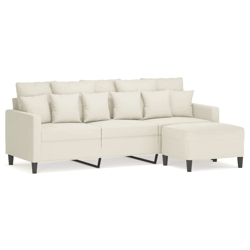 Sofá de 3 lugares - Sofá fixo com apoio de pés 180 cm veludo cor creme
